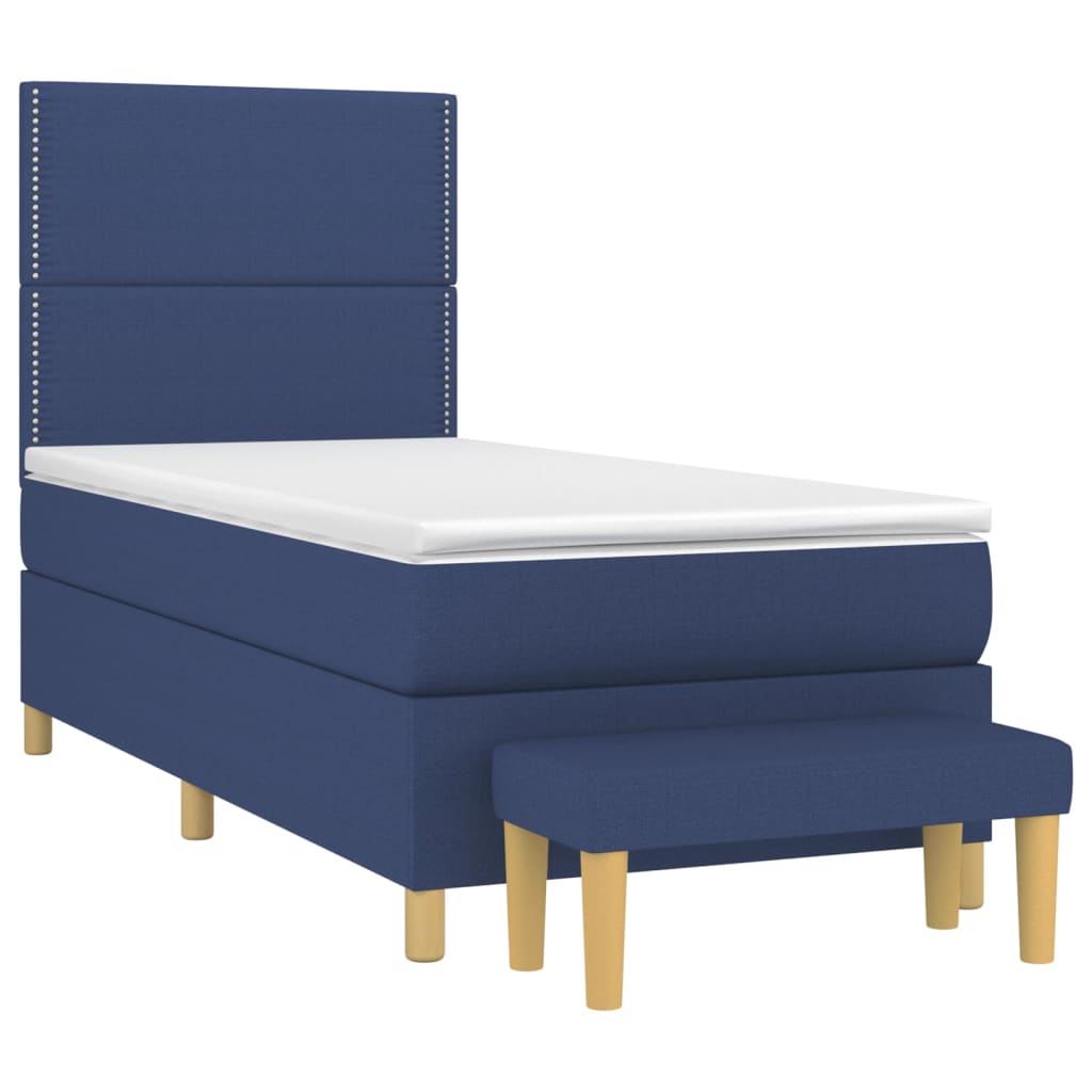 Κρεβάτι Boxspring με Στρώμα Μπλε 80x200 εκ. Υφασμάτινο - Pakobazaar