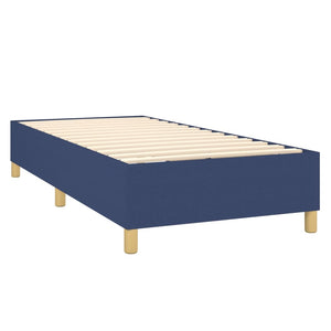 Κρεβάτι Boxspring με Στρώμα Μπλε 80x200 εκ. Υφασμάτινο