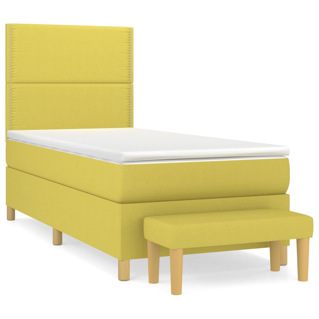 Κρεβάτι Boxspring με Στρώμα Ανοιχτό πράσινο 80x200εκ.Υφασμάτινο - Pakobazaar