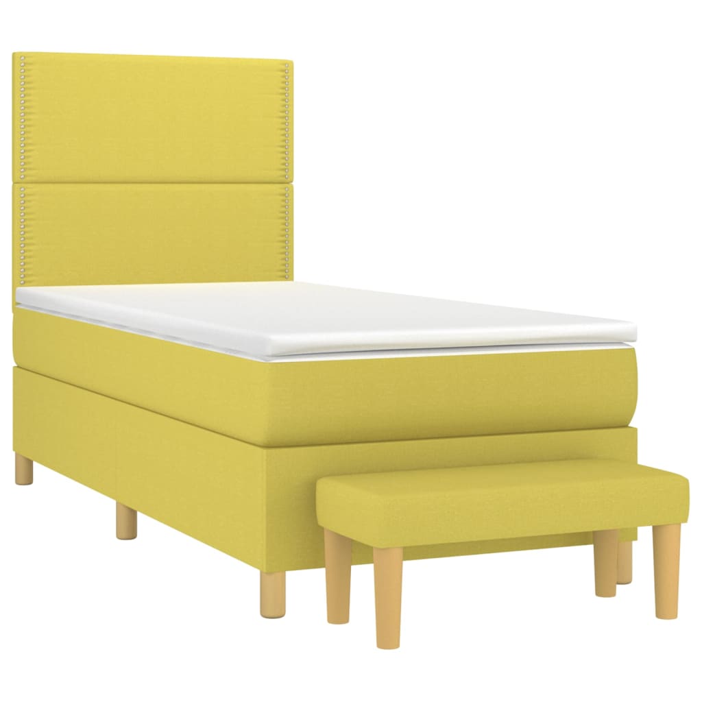 Κρεβάτι Boxspring με Στρώμα Ανοιχτό πράσινο 80x200εκ.Υφασμάτινο - Pakobazaar