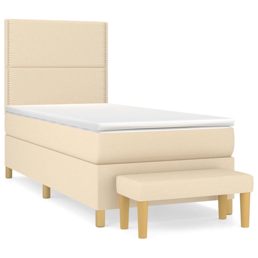 Κρεβάτι Boxspring με Στρώμα Κρεμ 90x190 εκ.Υφασμάτινο