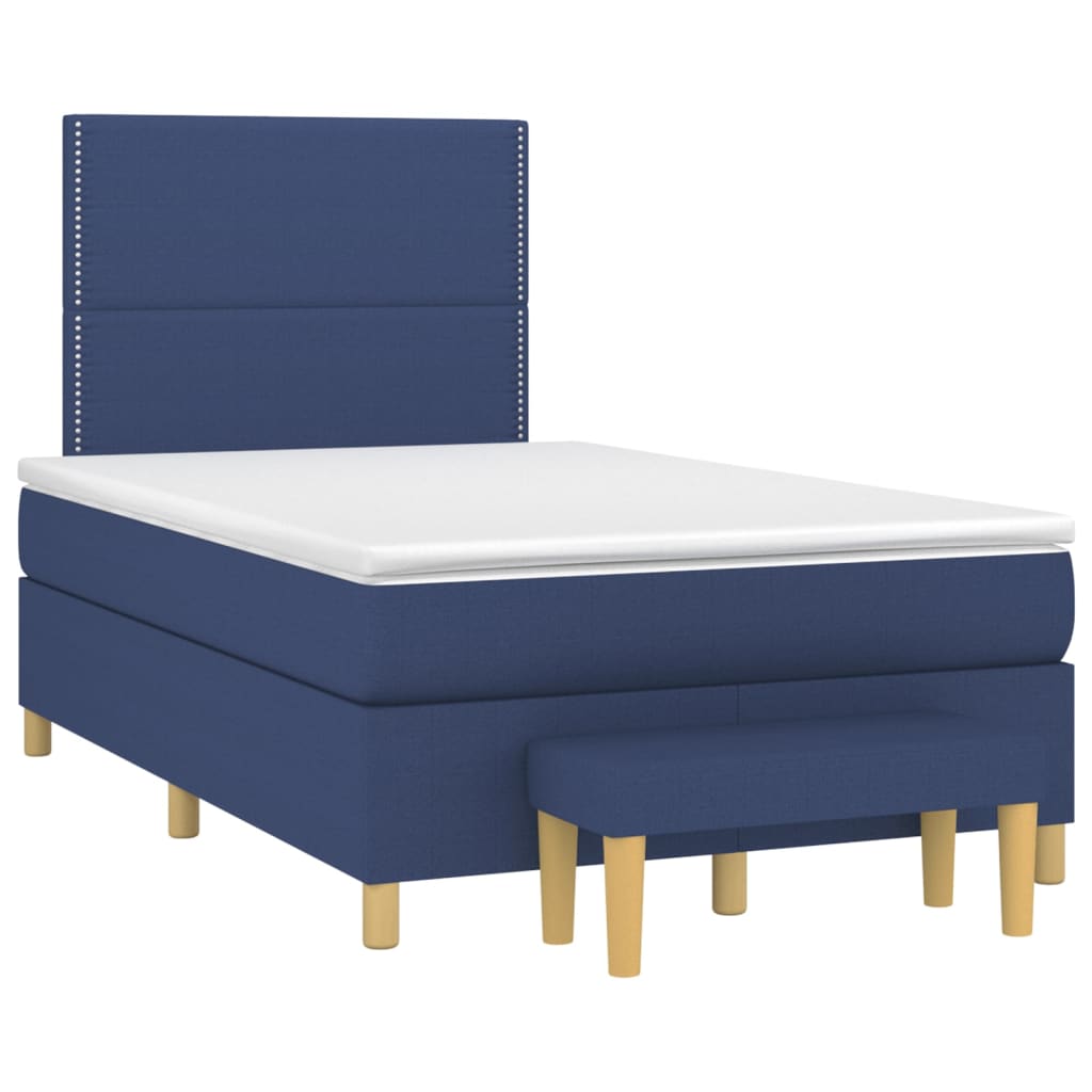 Κρεβάτι Boxspring με Στρώμα Μπλε 120x200 εκ. Υφασμάτινο