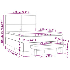 Κρεβάτι Boxspring με Στρώμα Μαύρο 140x190 εκ. Υφασμάτινο