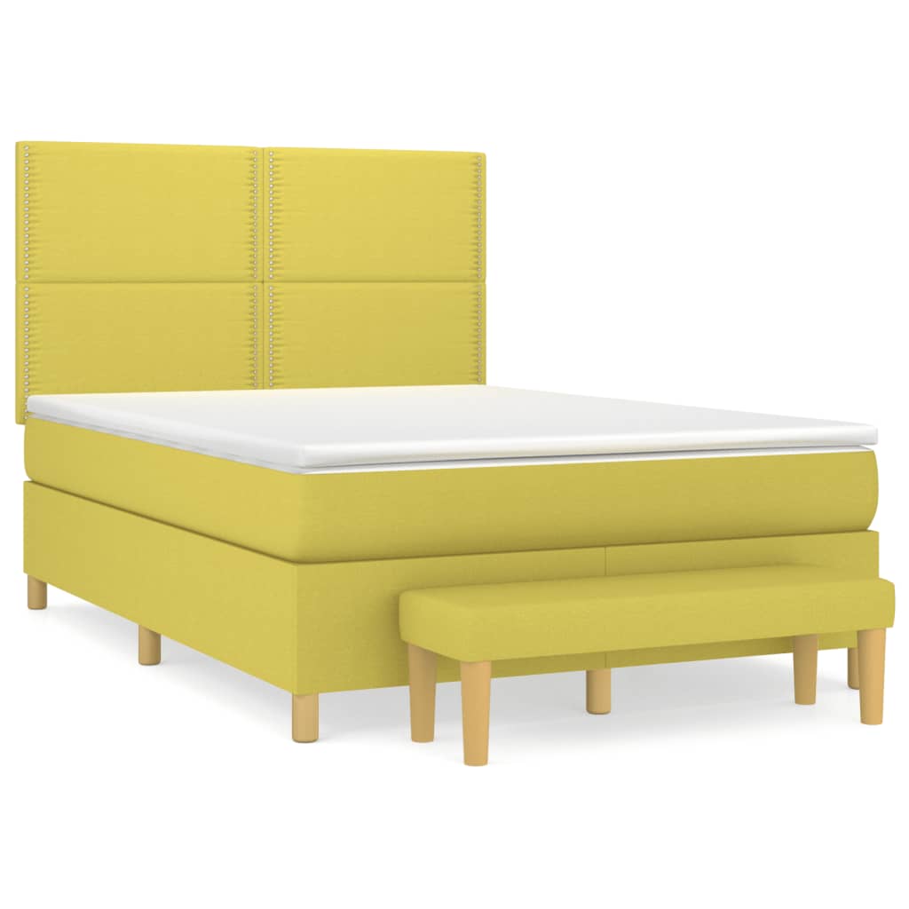 Κρεβάτι Boxspring με Στρώμα Ανοιχτό πράσινο140x190εκ.Υφασμάτινο