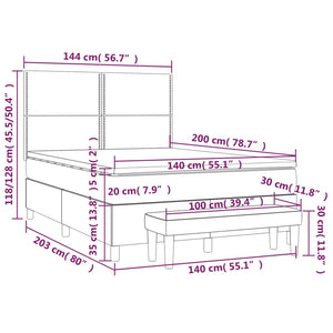Κρεβάτι Boxspring με Στρώμα Ανοιχτό Γκρι 140x200 εκ. Υφασμάτινο - Pakobazaar