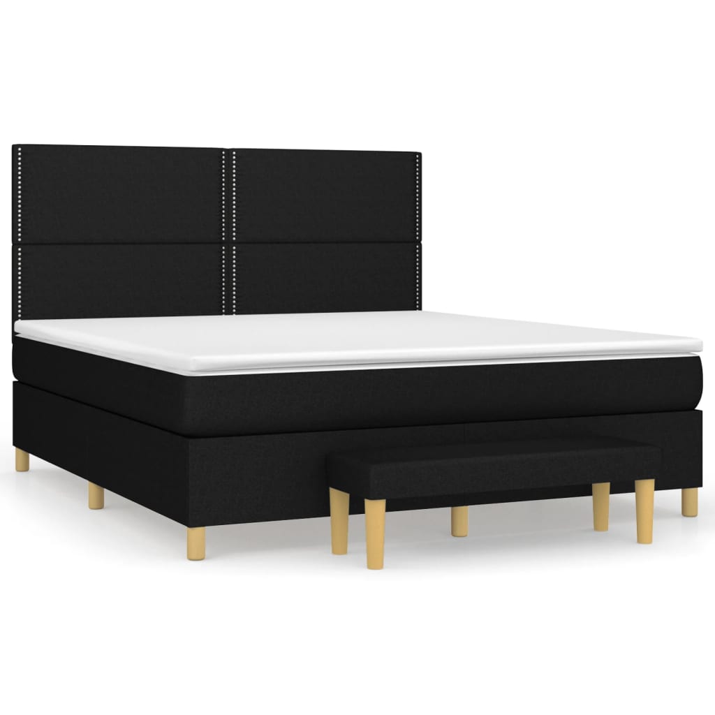 Κρεβάτι Boxspring με Στρώμα Μαύρο 160x200 εκ. Υφασμάτινο