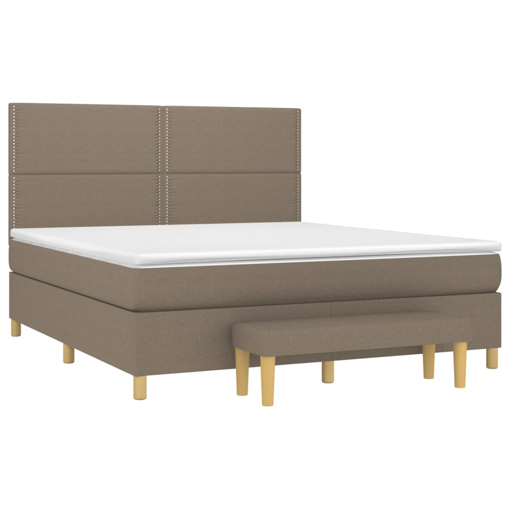 Κρεβάτι Boxspring με Στρώμα Taupe 160x200 εκ. Υφασμάτινο