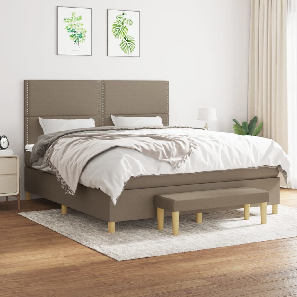 Κρεβάτι Boxspring με Στρώμα Taupe 160x200 εκ. Υφασμάτινο