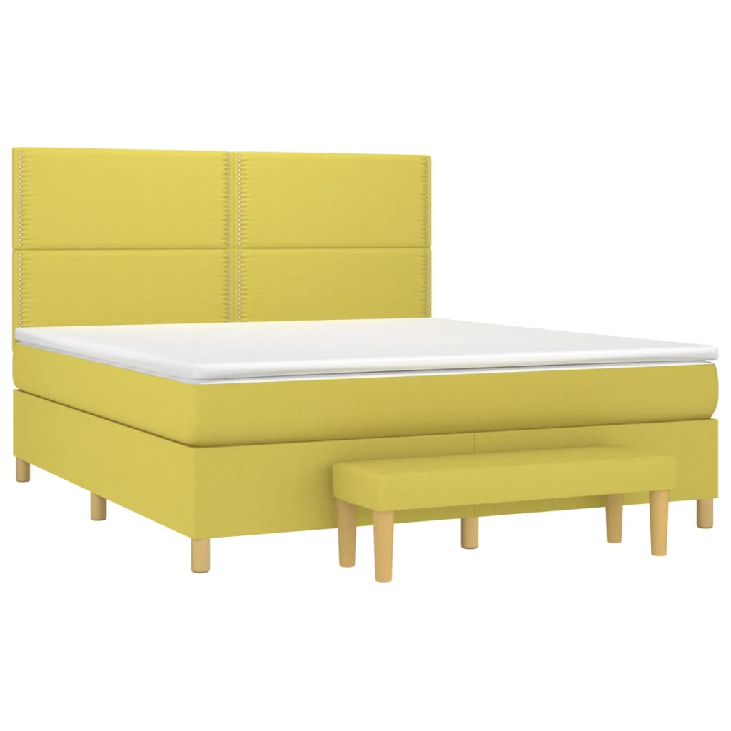 Κρεβάτι Boxspring με Στρώμα Αν. Πράσινο 120x190εκ Υφασμάτινο - Pakobazaar