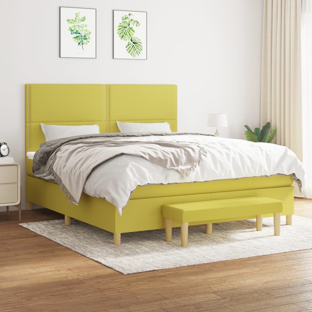 Κρεβάτι Boxspring με Στρώμα Αν. Πράσινο 120x190εκ Υφασμάτινο - Pakobazaar