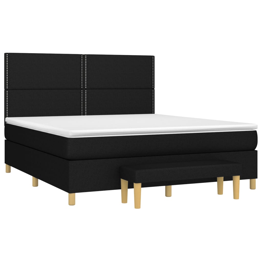 Κρεβάτι Boxspring με Στρώμα Μαύρο 180x200 εκ. Υφασμάτινο - Pakobazaar
