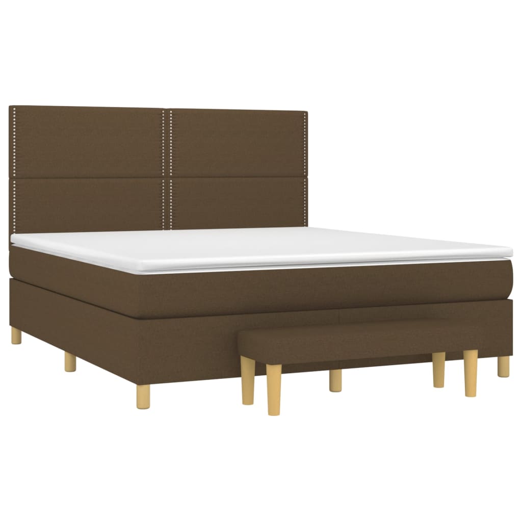 Κρεβάτι Boxspring με Στρώμα Σκούρο Καφέ 180x200 εκ Υφασμάτινο