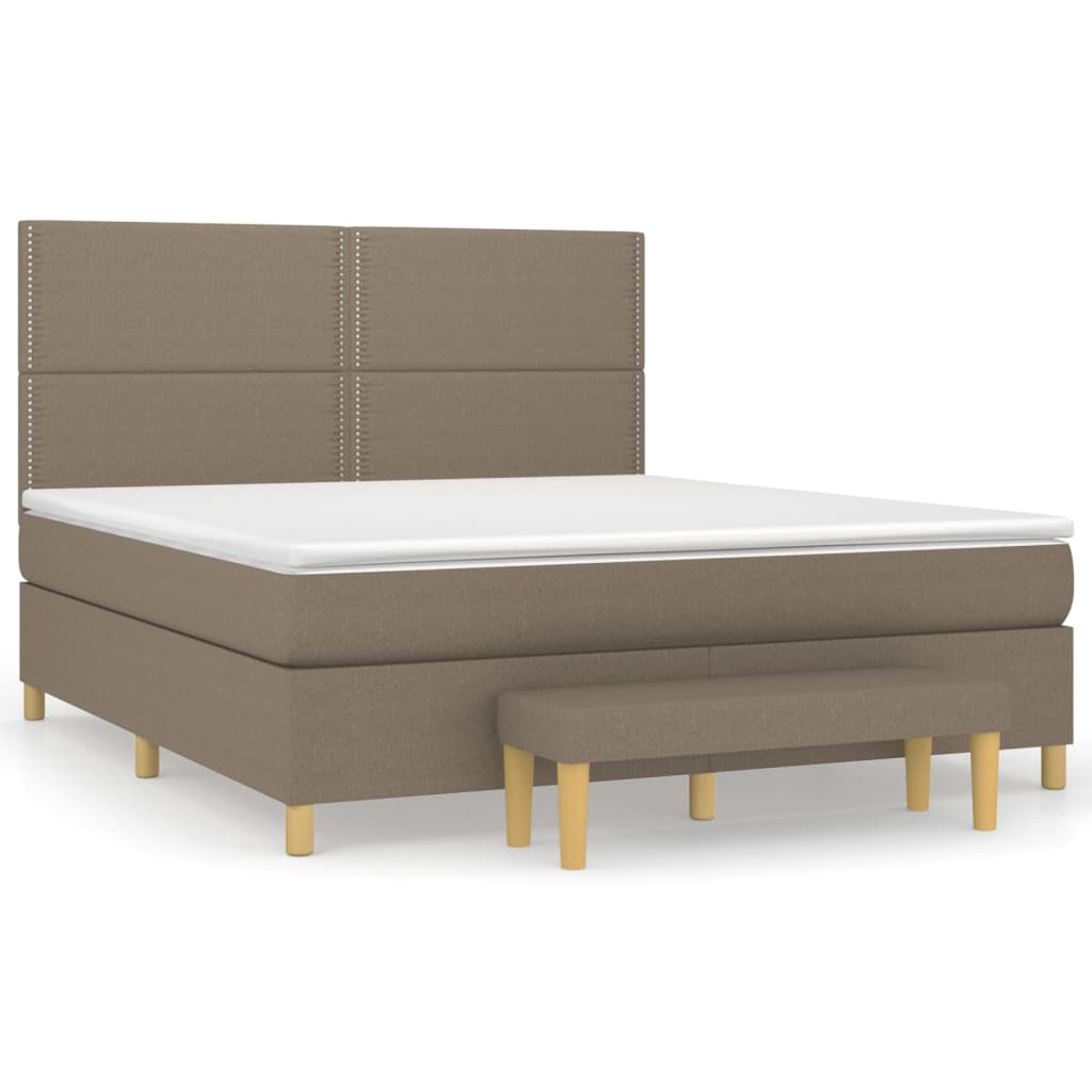 Κρεβάτι Boxspring με Στρώμα Taupe 180x200 εκ. Υφασμάτινο