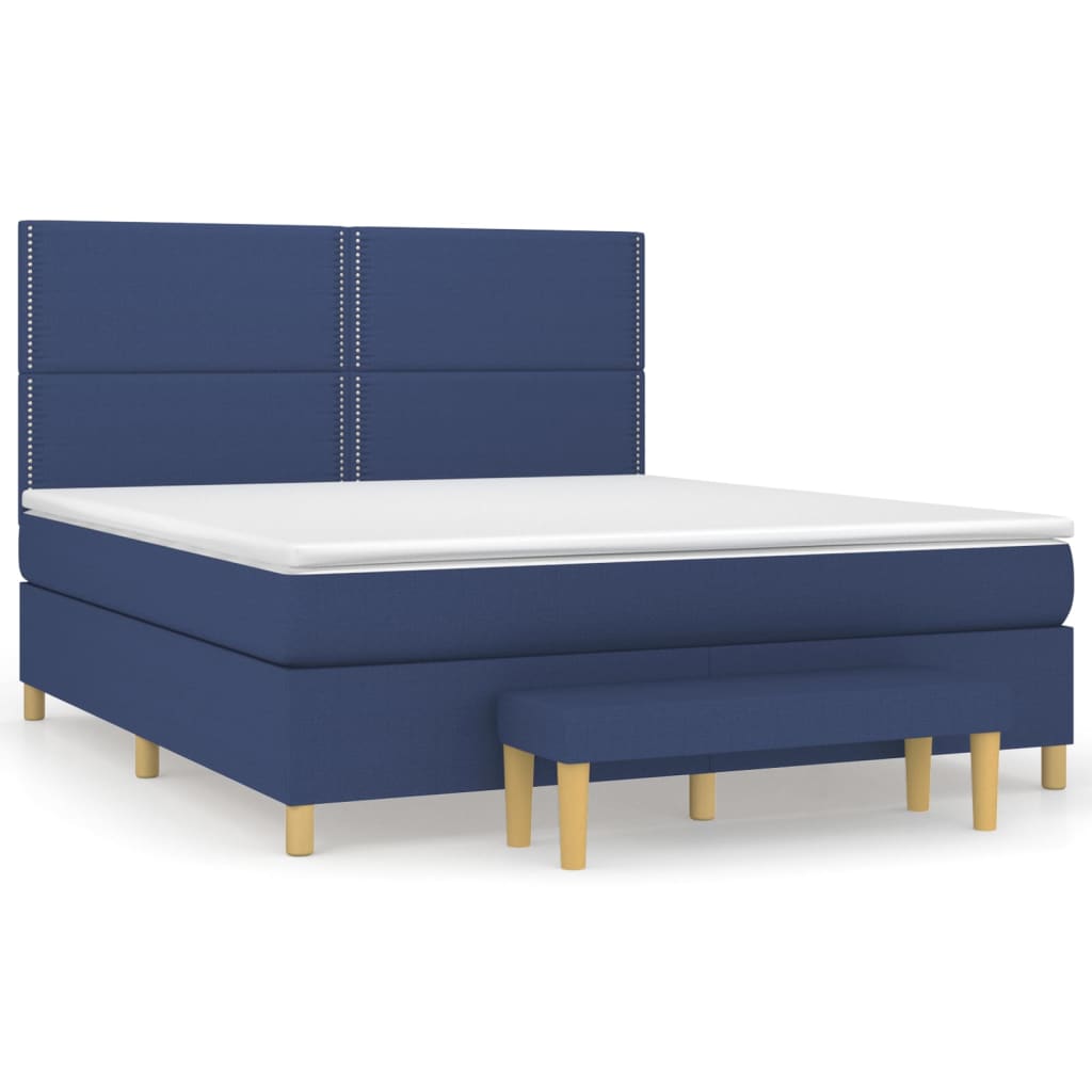 Κρεβάτι Boxspring με Στρώμα Μπλε 180x200 εκ. Υφασμάτινο