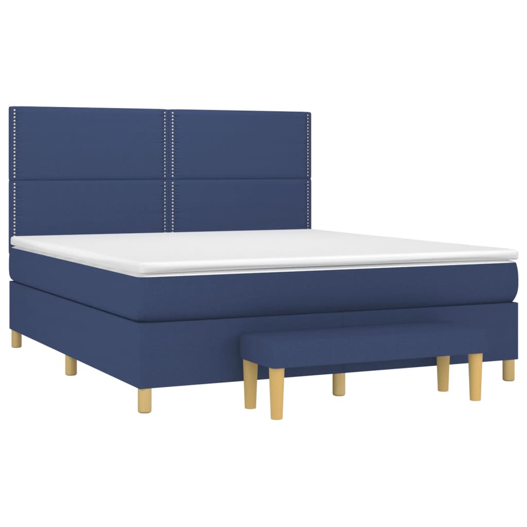 Κρεβάτι Boxspring με Στρώμα Μπλε 180x200 εκ. Υφασμάτινο