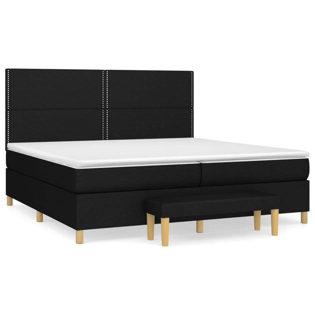 Κρεβάτι Boxspring με Στρώμα Μαύρο 200x200 εκ. Υφασμάτινο