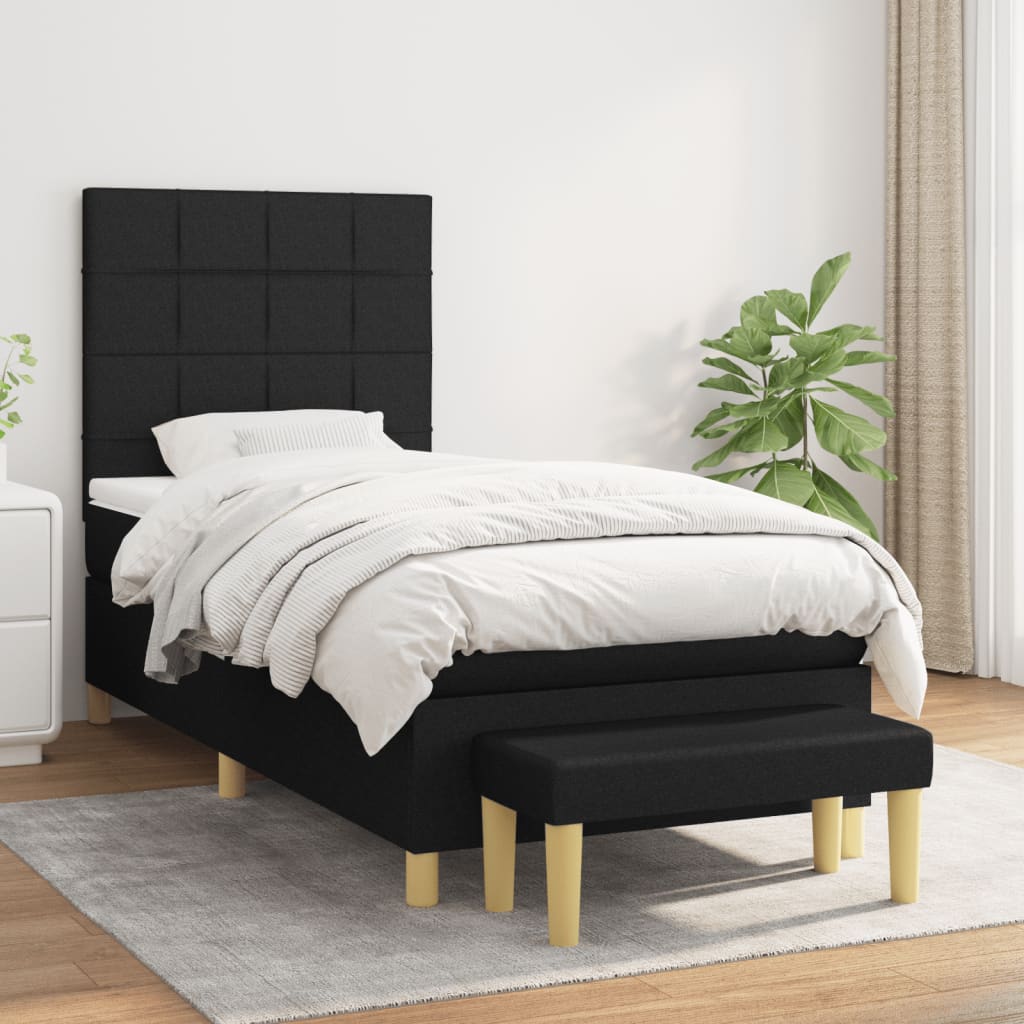 Κρεβάτι Boxspring με Στρώμα Μαύρο 80 x 200 εκ. Υφασμάτινο