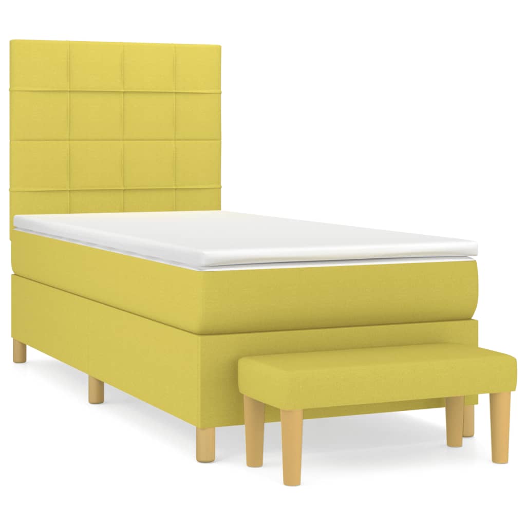 Κρεβάτι Boxspring με Στρώμα Ανοιχτό πράσινο 80x200εκ.Υφασμάτινο
