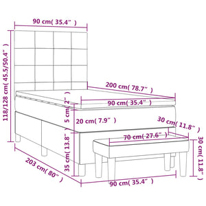 Κρεβάτι Boxspring με Στρώμα Ανοιχτό πράσινο 90x200εκ.Υφασμάτινο - Pakobazaar