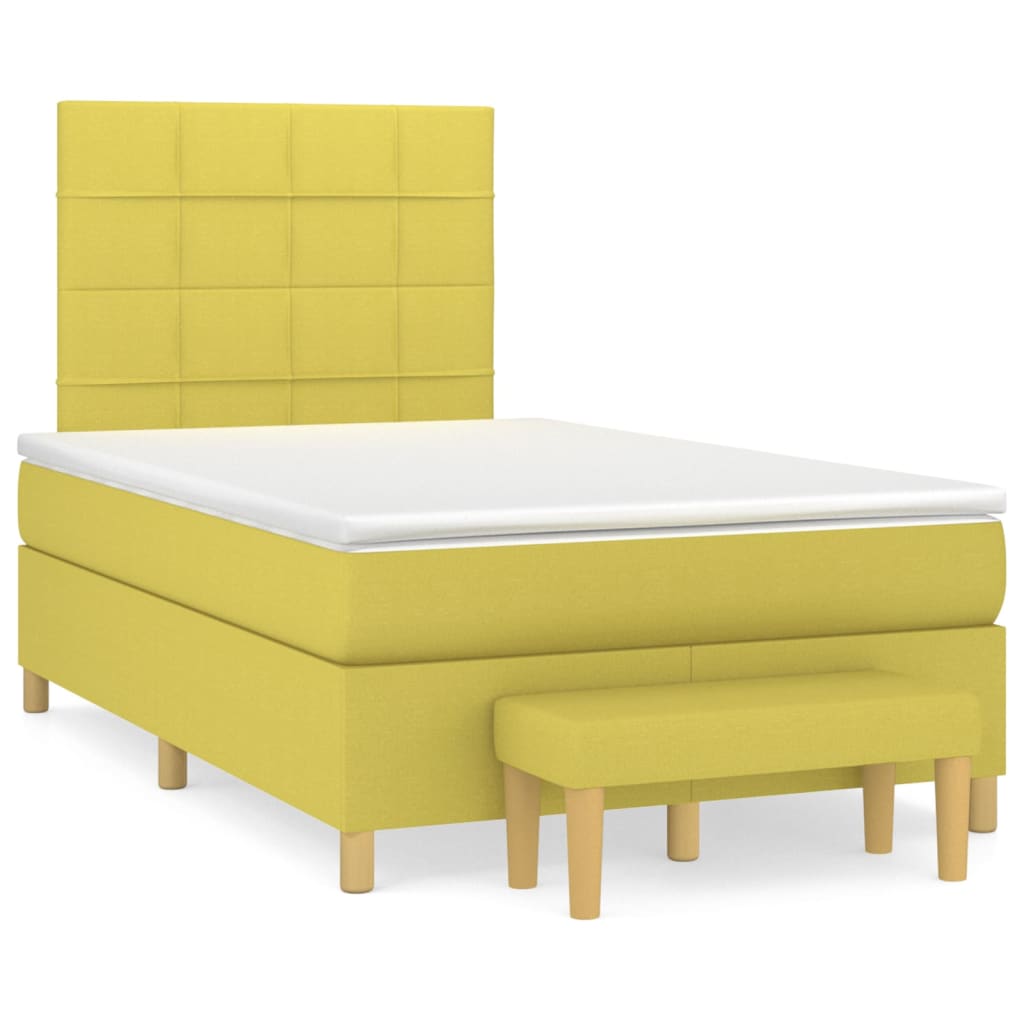Κρεβάτι Boxspring με Στρώμα Ανοιχτό πράσινο120x200εκ.Υφασμάτινο - Pakobazaar