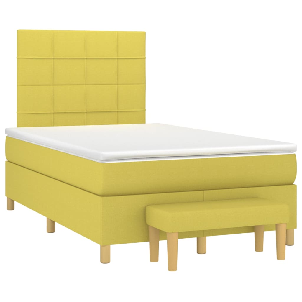 Κρεβάτι Boxspring με Στρώμα Ανοιχτό πράσινο120x200εκ.Υφασμάτινο - Pakobazaar