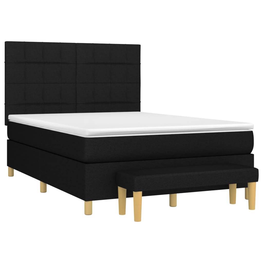 Κρεβάτι Boxspring με Στρώμα Μαύρο 140x200 εκ. Υφασμάτινο