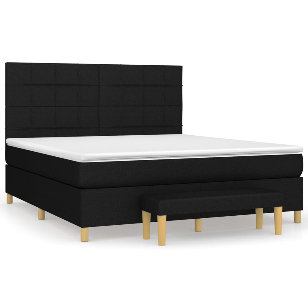 Κρεβάτι Boxspring με Στρώμα Μαύρο 160x200 εκ. Υφασμάτινο