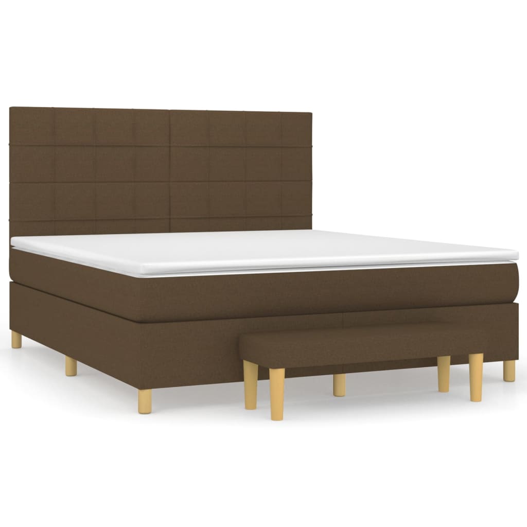 Κρεβάτι Boxspring με Στρώμα Σκούρο Καφέ 160x200 εκ Υφασμάτινο - Pakobazaar