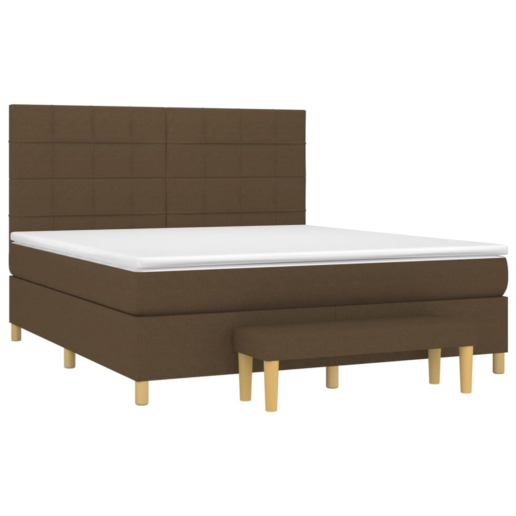 Κρεβάτι Boxspring με Στρώμα Σκούρο Καφέ 160x200 εκ Υφασμάτινο - Pakobazaar