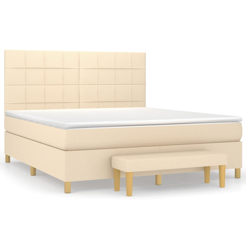 Κρεβάτι Boxspring με Στρώμα Κρεμ 160x200 εκ. Υφασμάτινο