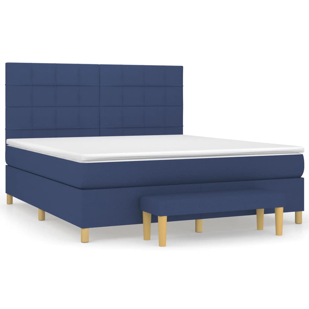 Κρεβάτι Boxspring με Στρώμα Μπλε 160x200 εκ. Υφασμάτινο