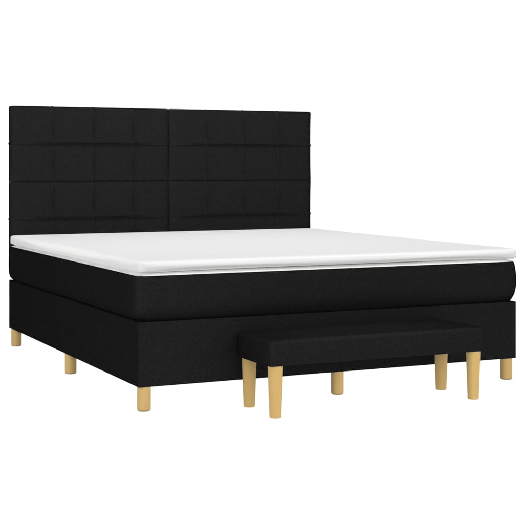 Κρεβάτι Boxspring με Στρώμα Μαύρο 180x200 εκ. Υφασμάτινο - Pakobazaar