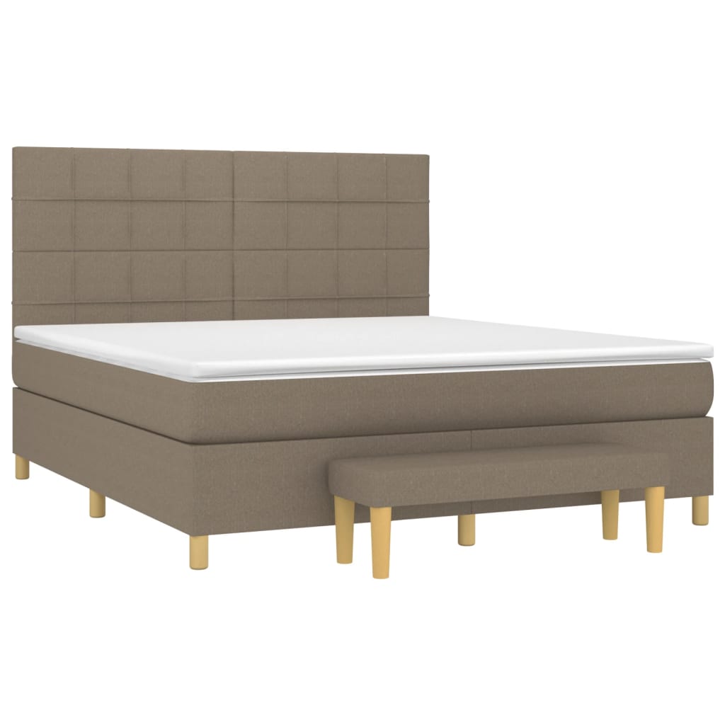 Κρεβάτι Boxspring με Στρώμα Taupe 180x200 εκ. Υφασμάτινο