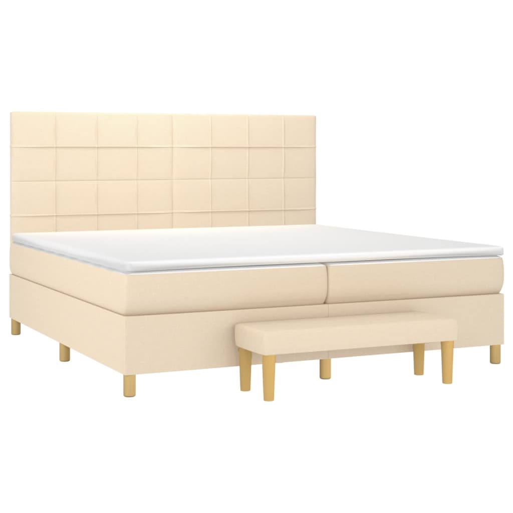 Κρεβάτι Boxspring με Στρώμα Κρεμ 200x200 εκ. Υφασμάτινο