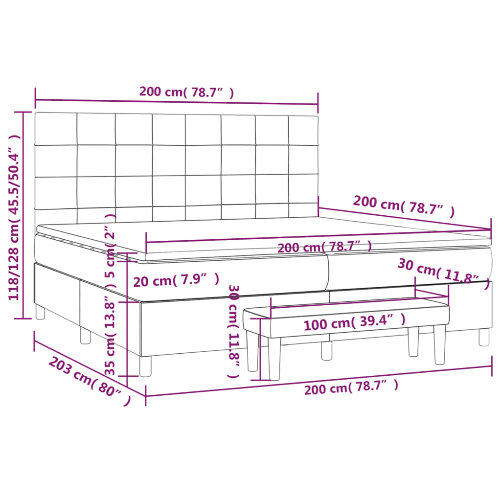 Κρεβάτι Boxspring με Στρώμα Αν. Πράσινο 200x200 εκ. Υφασμάτινο