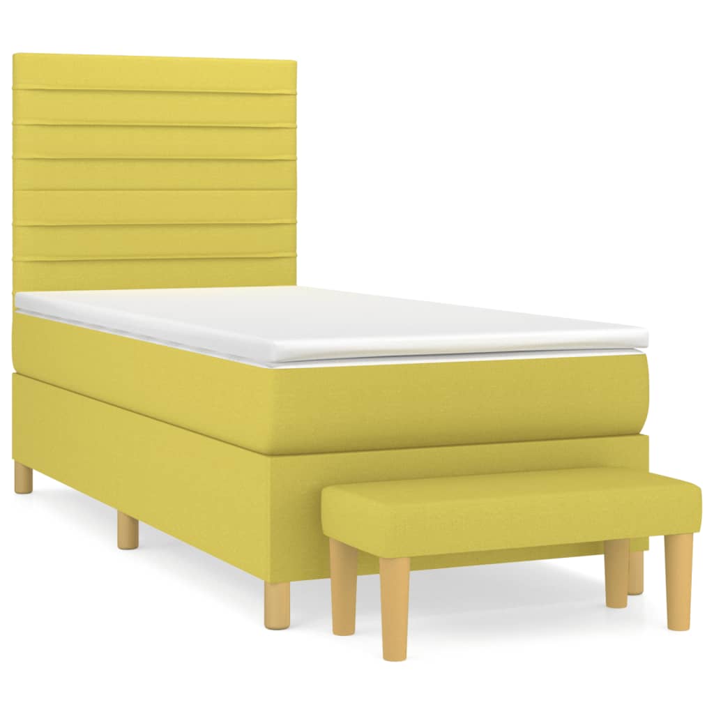Κρεβάτι Boxspring με Στρώμα Ανοιχτό πράσινο 80x200εκ.Υφασμάτινο - Pakobazaar