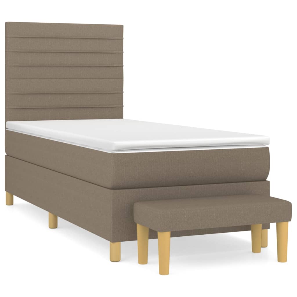 Κρεβάτι Boxspring με Στρώμα Taupe 90x200 εκ. Υφασμάτινο