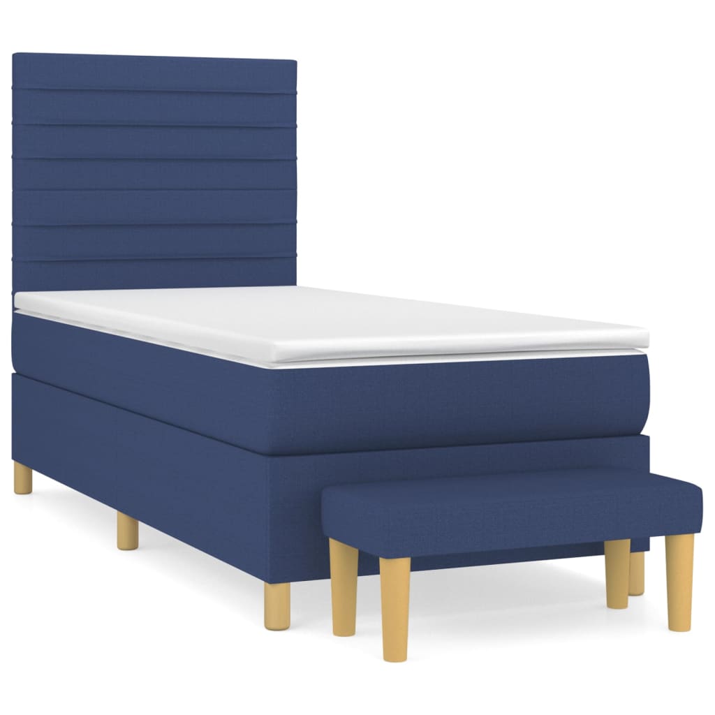 Κρεβάτι Boxspring με Στρώμα Μπλε 100 x 200 εκ. Υφασμάτινο