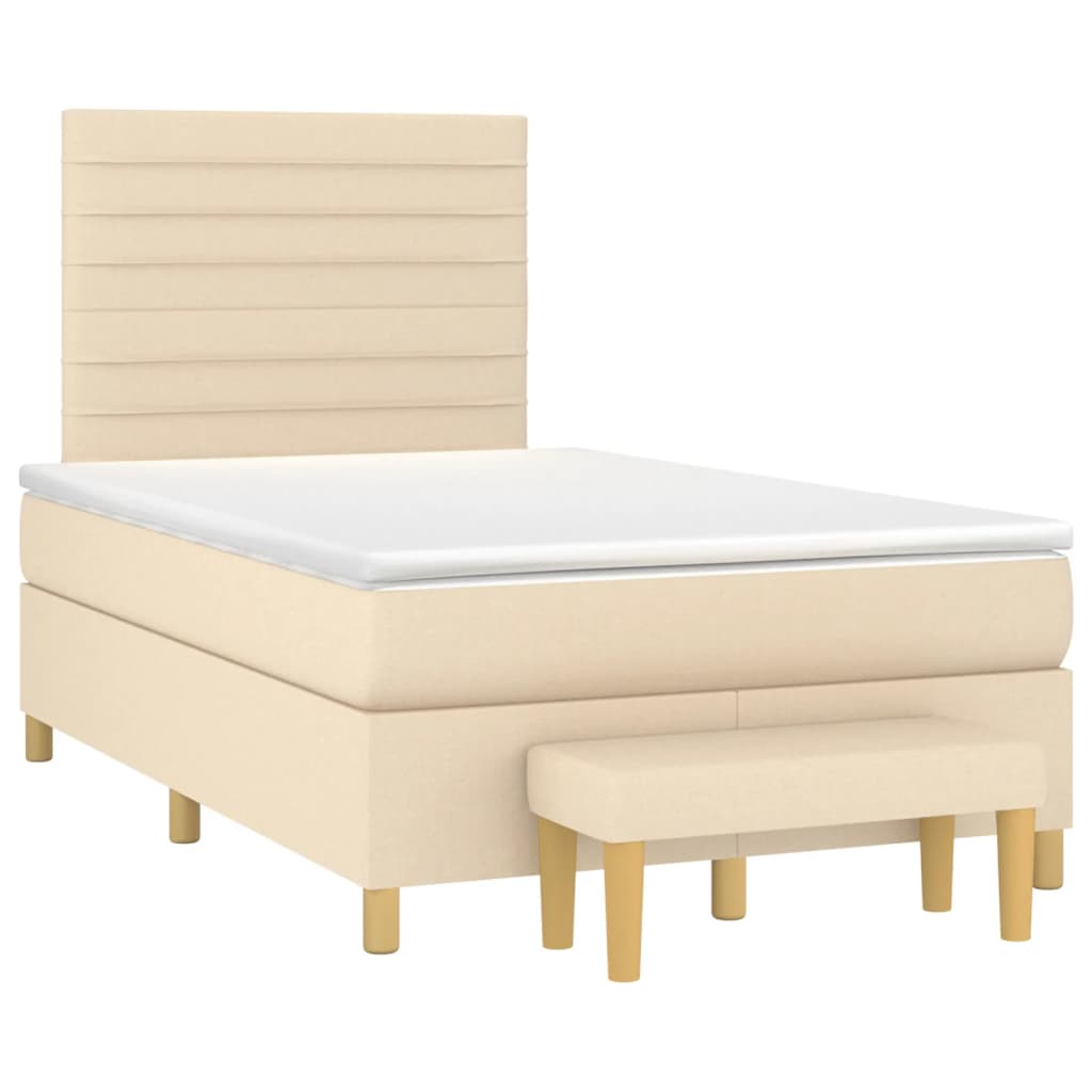 Κρεβάτι Boxspring με Στρώμα Κρεμ 120x200 εκ. Υφασμάτινο