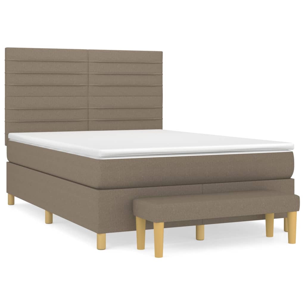 Κρεβάτι Boxspring με Στρώμα Taupe 140x190 εκ. Υφασμάτινο
