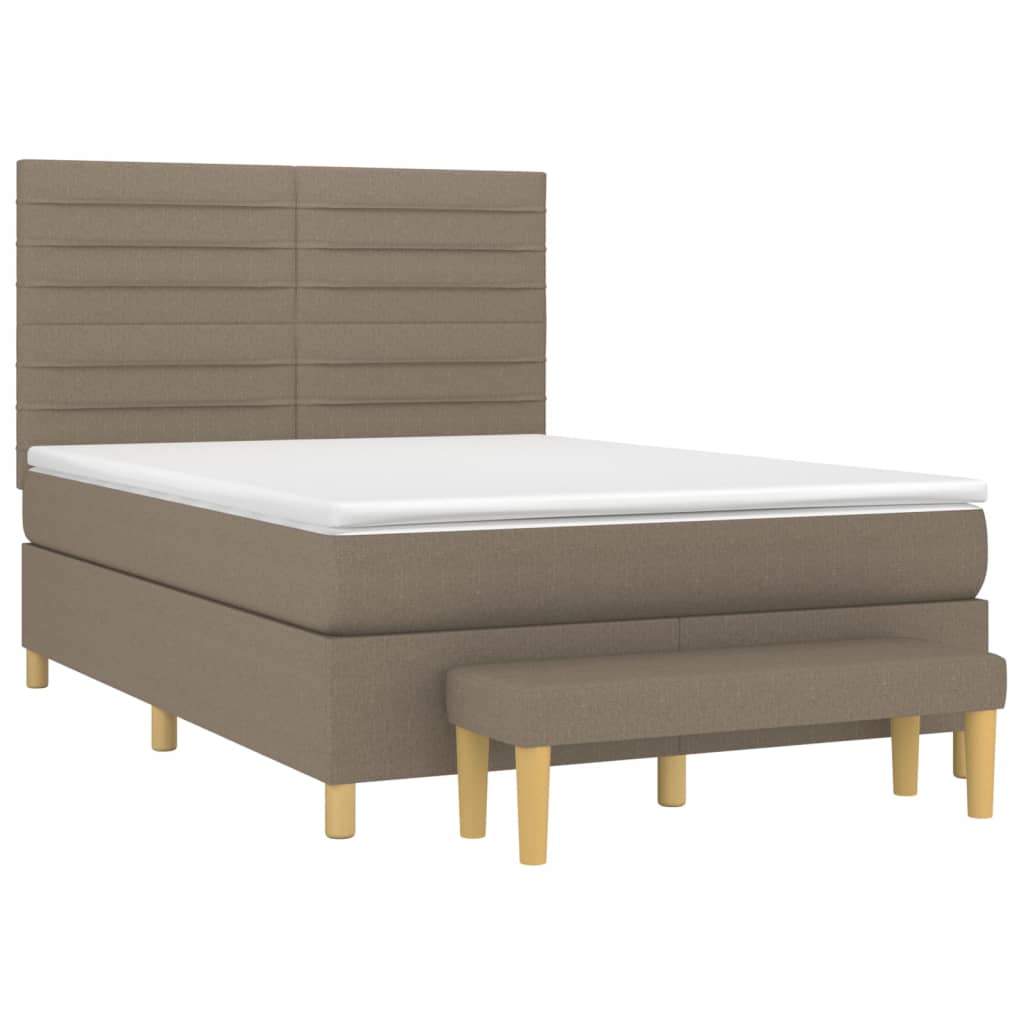 Κρεβάτι Boxspring με Στρώμα Taupe 140x190 εκ. Υφασμάτινο