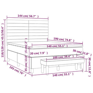 Κρεβάτι Boxspring με Στρώμα Taupe 140x190 εκ. Υφασμάτινο