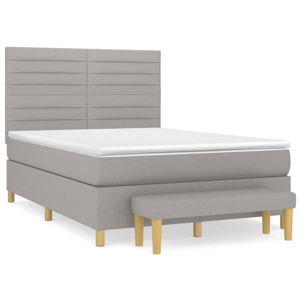 Κρεβάτι Boxspring με Στρώμα Ανοιχτό Γκρι 140x200 εκ. Υφασμάτινο