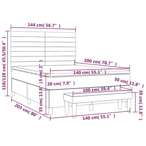 Κρεβάτι Boxspring με Στρώμα Ανοιχτό Γκρι 140x200 εκ. Υφασμάτινο
