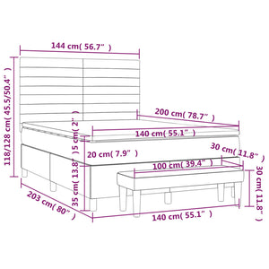 Κρεβάτι Boxspring με Στρώμα Σκούρο Καφέ 140x200 εκ Υφασμάτινο