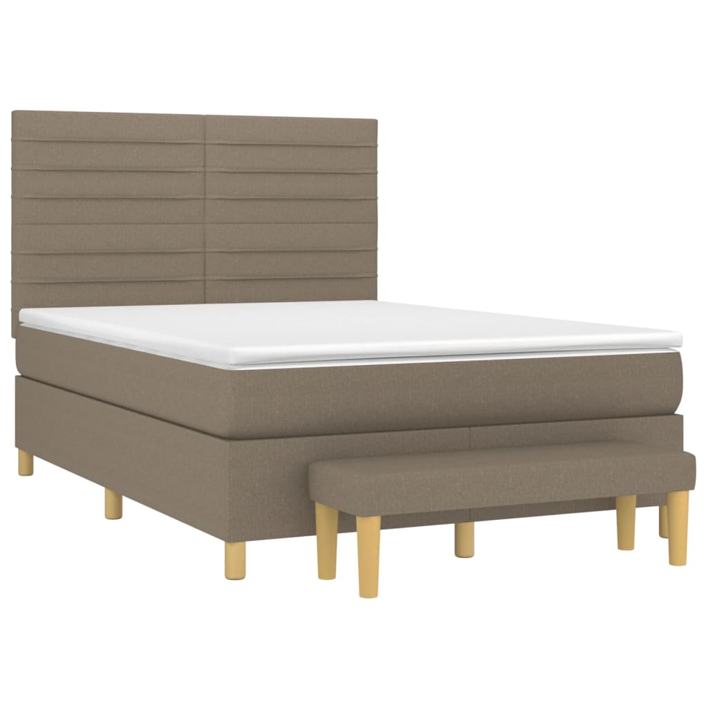 Κρεβάτι Boxspring με Στρώμα Taupe 140x200 εκ. Υφασμάτινο