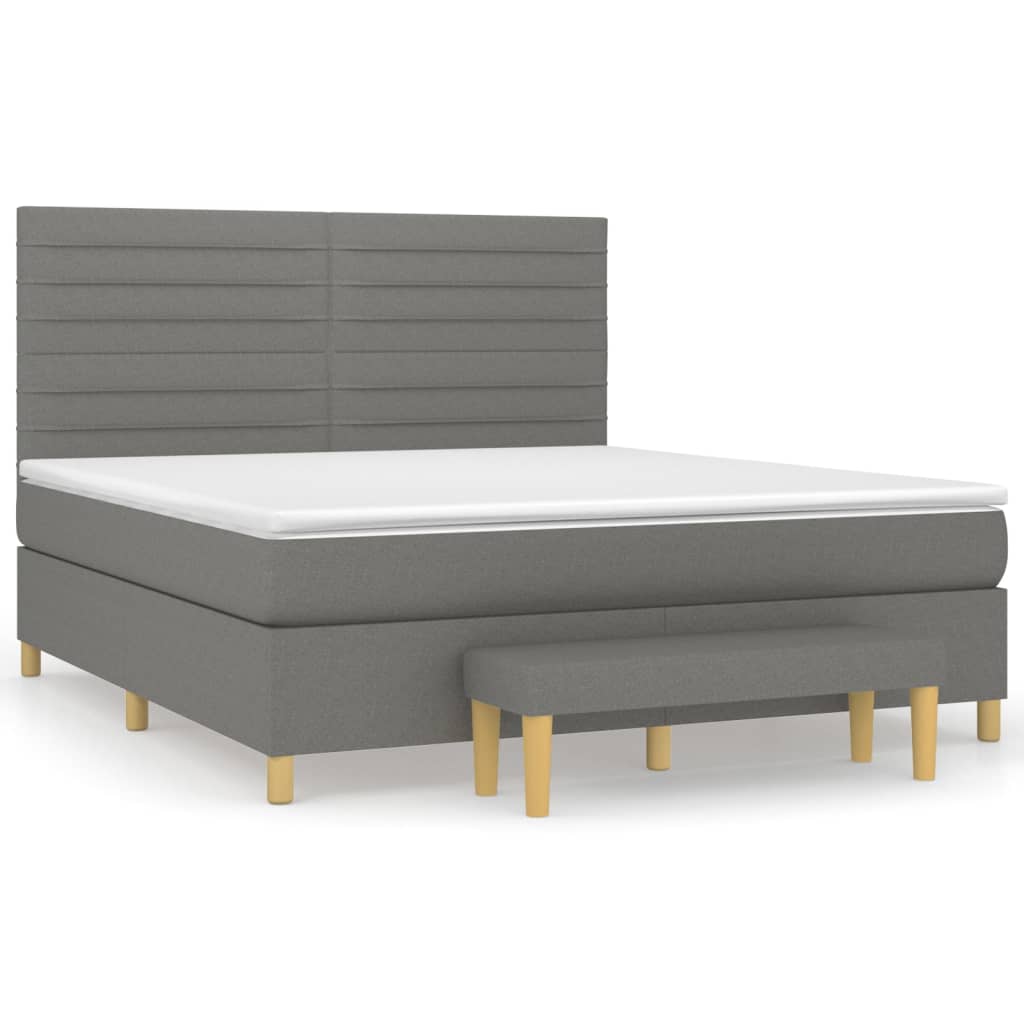 Κρεβάτι Boxspring με Στρώμα Σκούρο Γκρι 160x200 εκ Υφασμάτινο