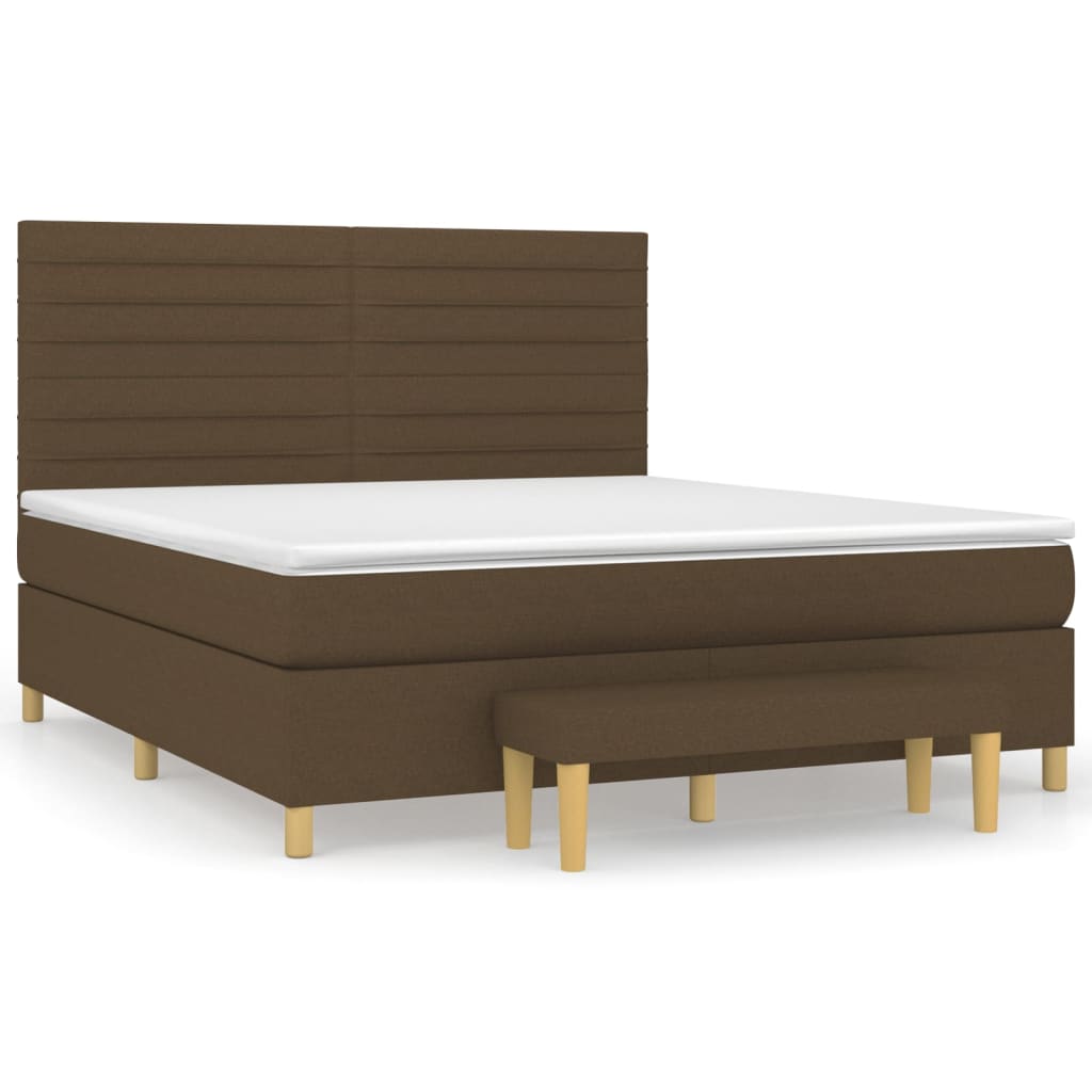 Κρεβάτι Boxspring με Στρώμα Σκούρο Καφέ 160x200 εκ Υφασμάτινο