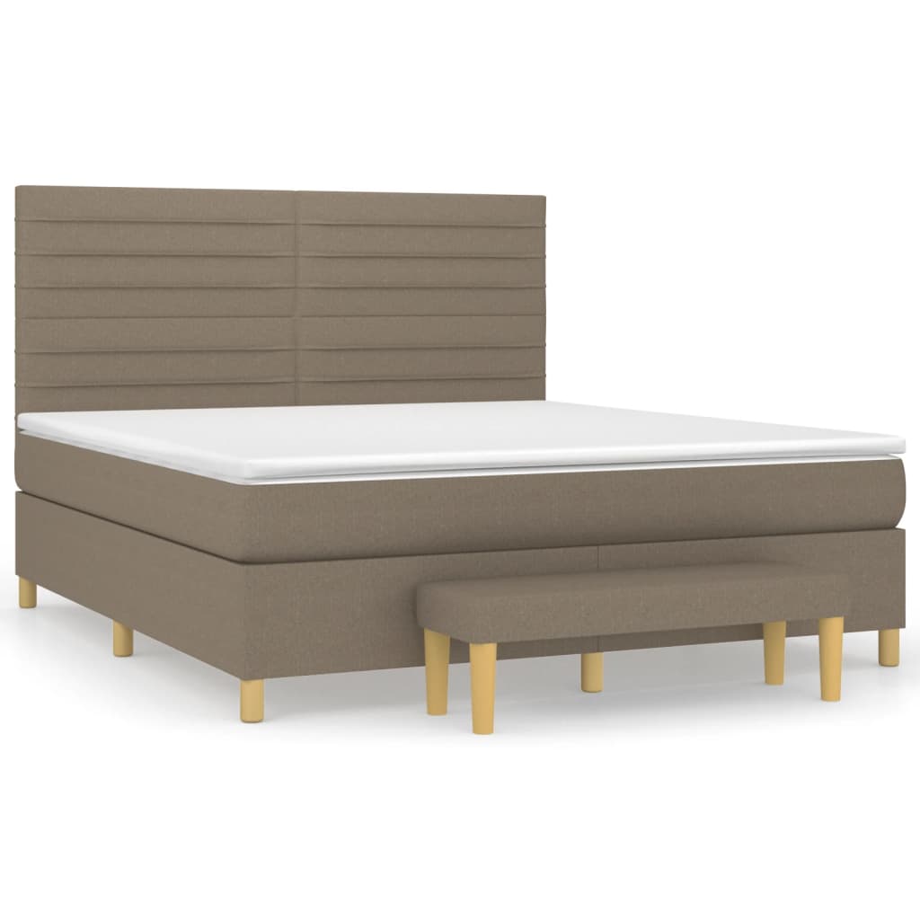 Κρεβάτι Boxspring με Στρώμα Taupe 160x200 εκ. Υφασμάτινο