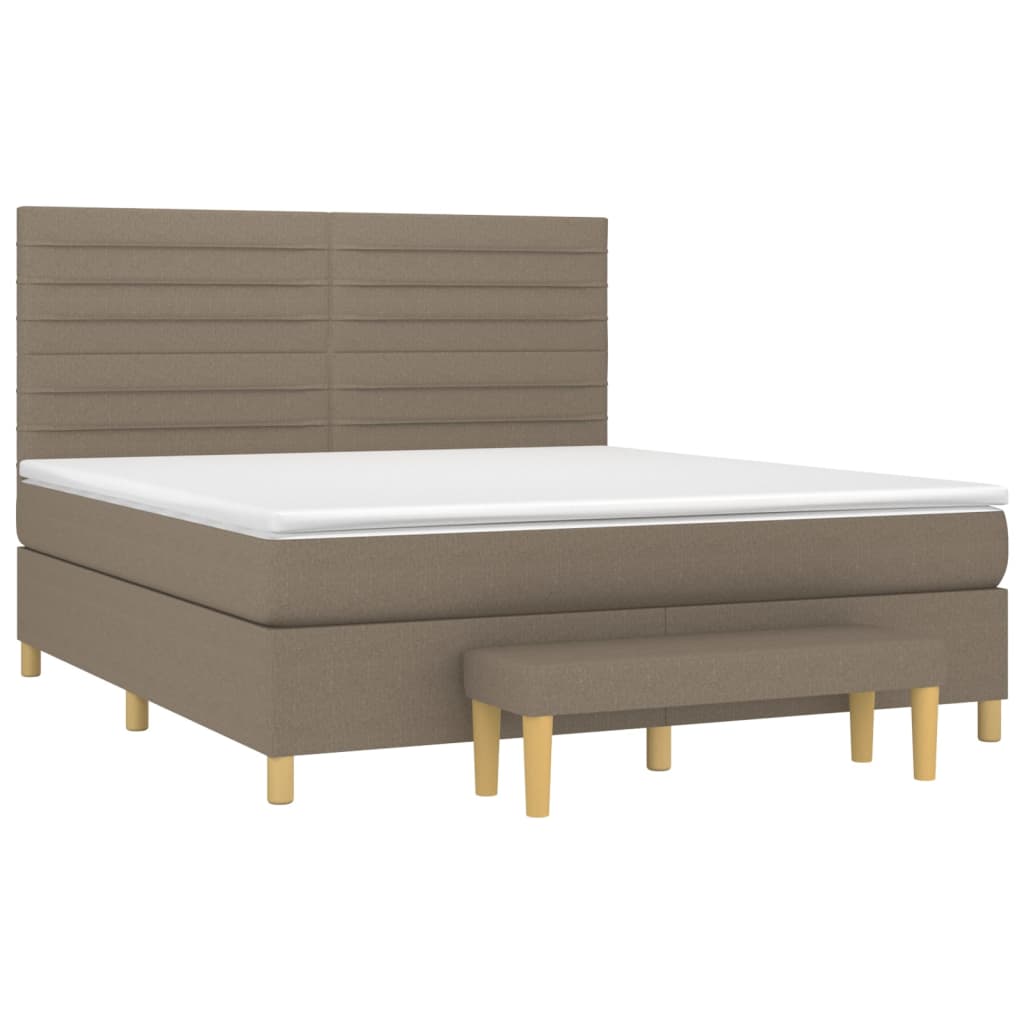 Κρεβάτι Boxspring με Στρώμα Taupe 160x200 εκ. Υφασμάτινο